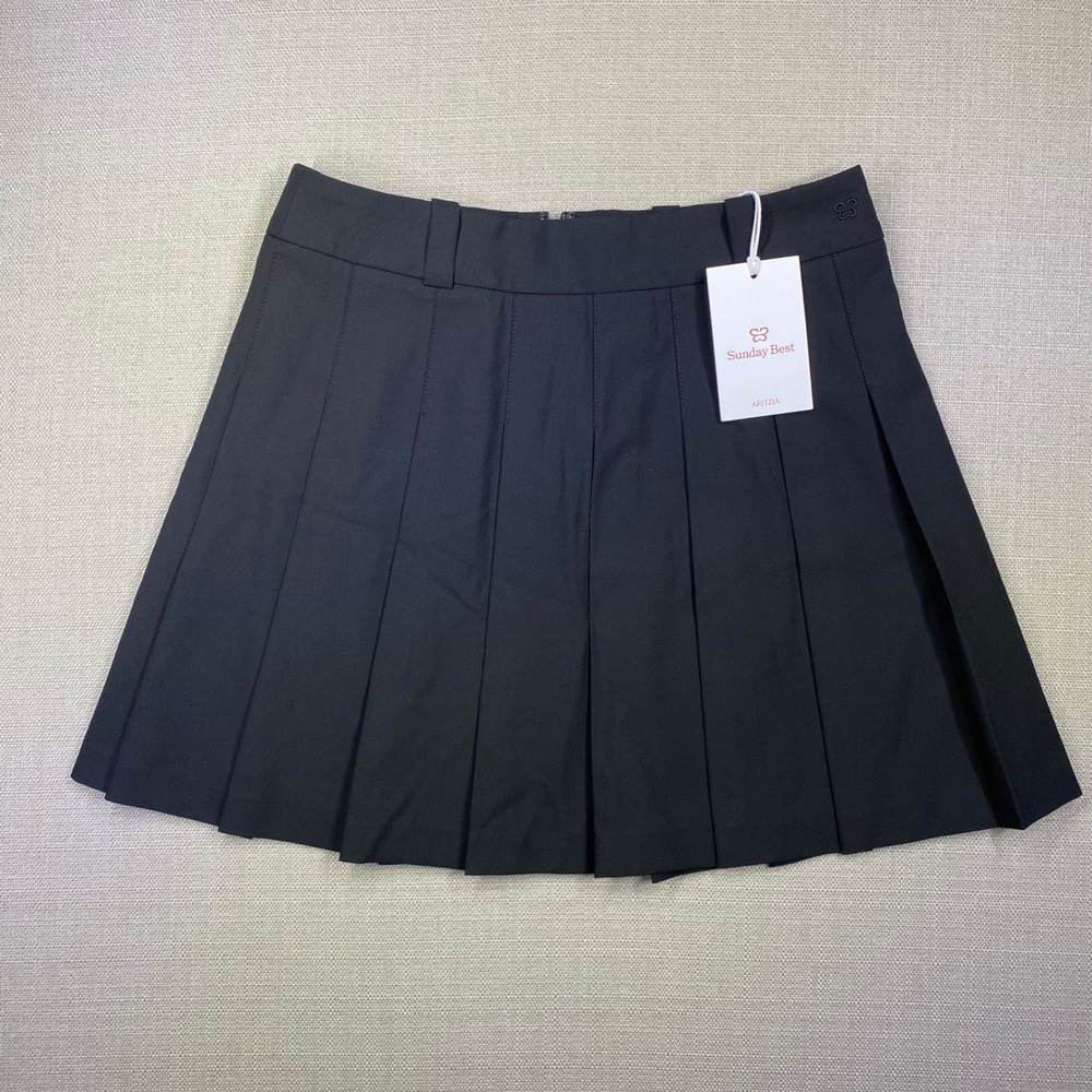 Aritzia Sunday Best Womens Olive Black Pleated Micro Mini Skirt Size 6 NWT - Picture 1 of 8